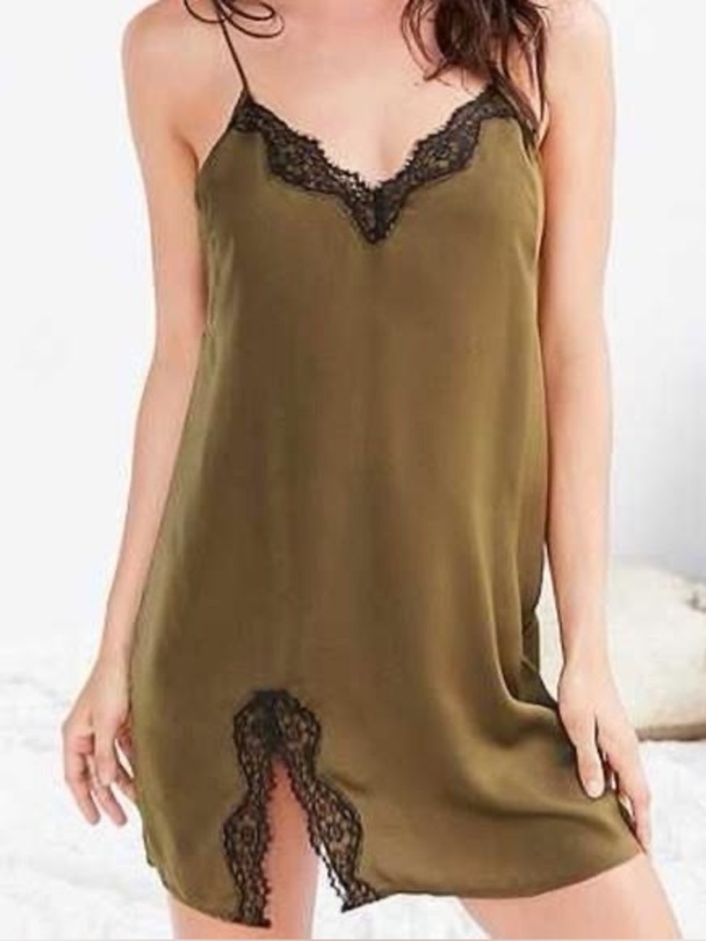 Out From Under Urban Outfitters Large Olive Green Slip Dress